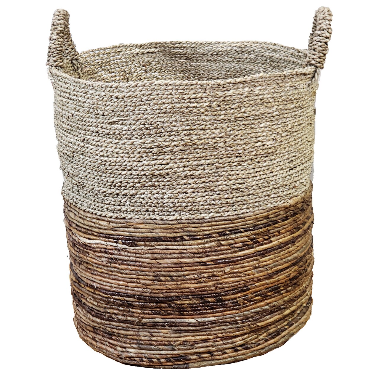 Stoneage Arts Inc 18" Brown and Gray Handwoven Round Eco-Friendly Basket